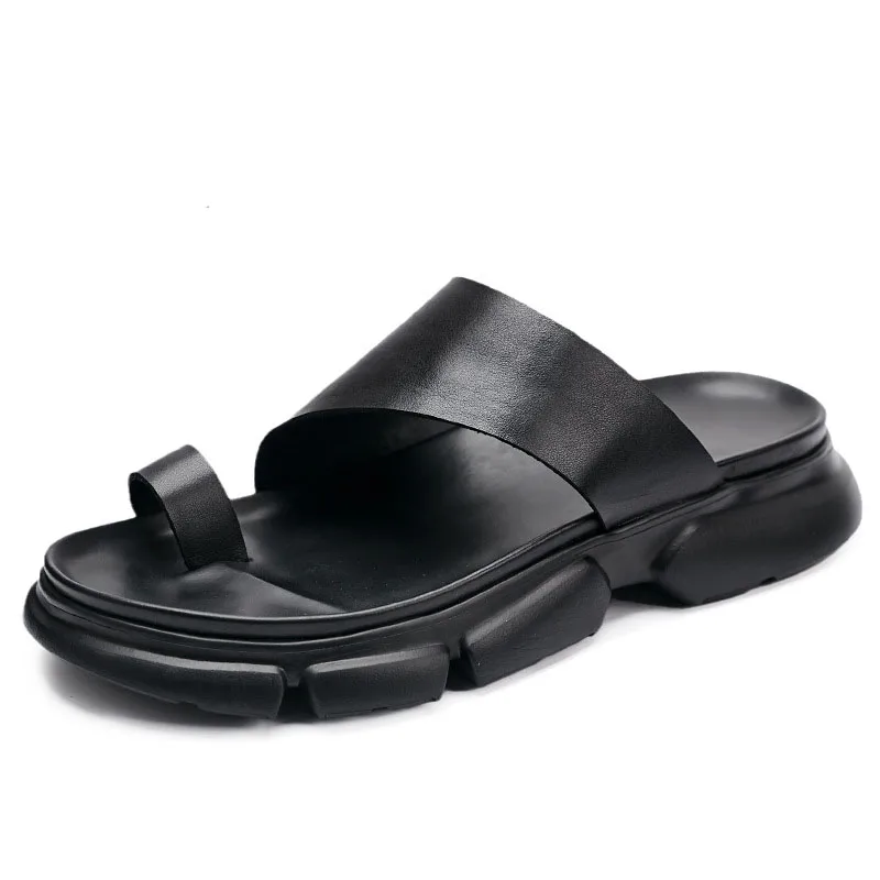 Designer Shoes Men Summer Slippers Mens Flip Flops - Fashionable Leather Slip-On Sandals for Casual High Quality Genuine Leather