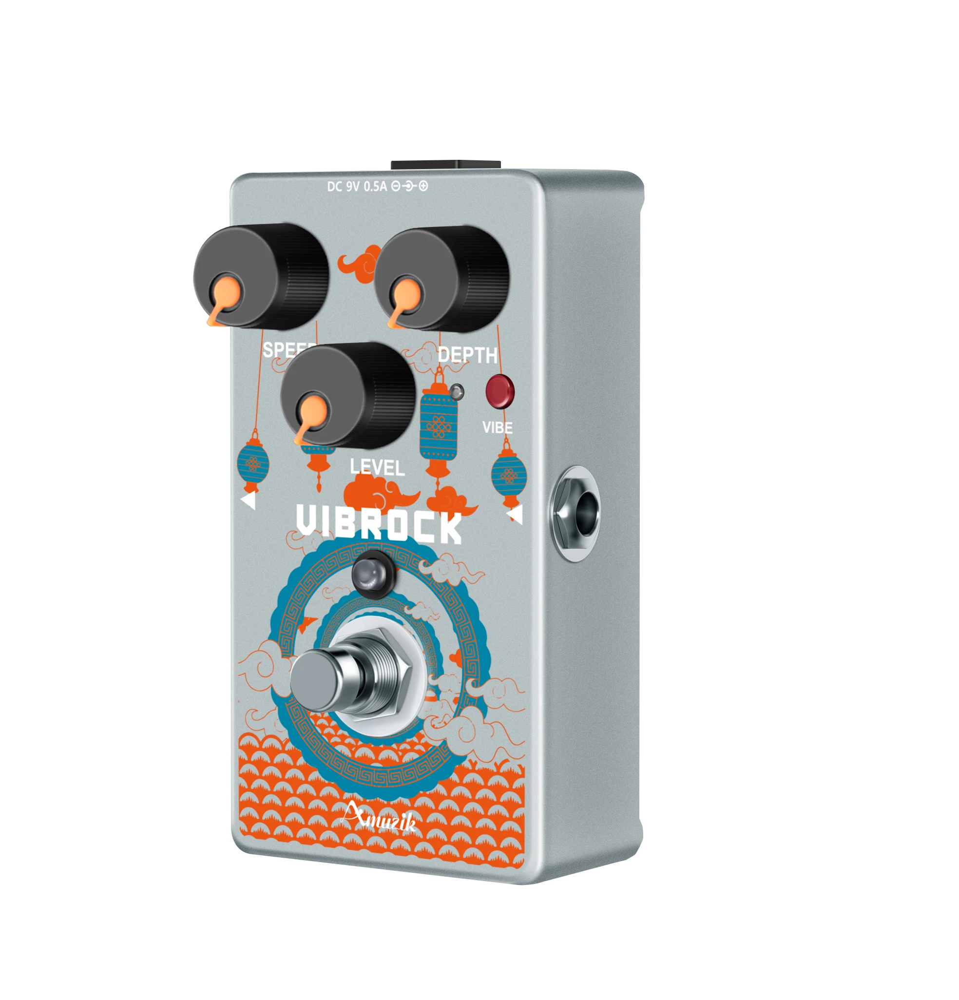 Amuzik RE-02 Vibrock Chorus&Tremolo Guitar Multi-Effect Pedal True Bypass Working On Both DC 9V Adaper& Battery For Outdoor Play