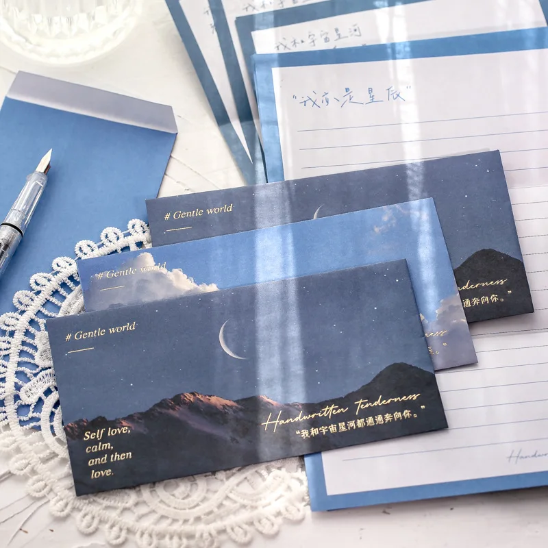 

MOHAMM 6 PCS Romantic Writing Paper Envelope Sets for Greeting Card Festival Occasion Scrapbooking Material