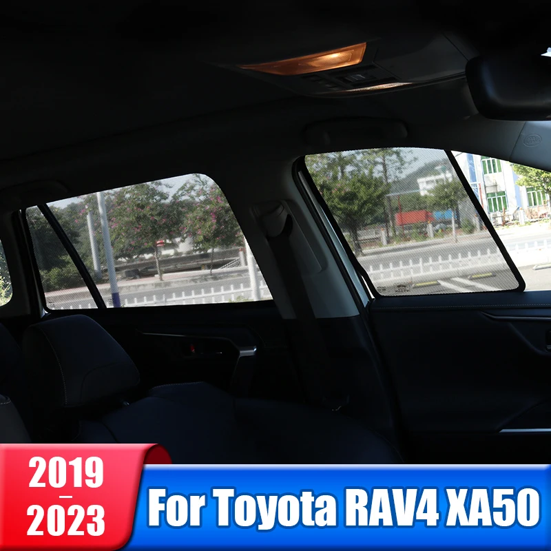 Car Curtain Car Window Sunshade Side Window Mesh Cover For Toyota RAV4 2019 2020 2021 2022 2023 RAV 4 XA50 Hybrid Accessories