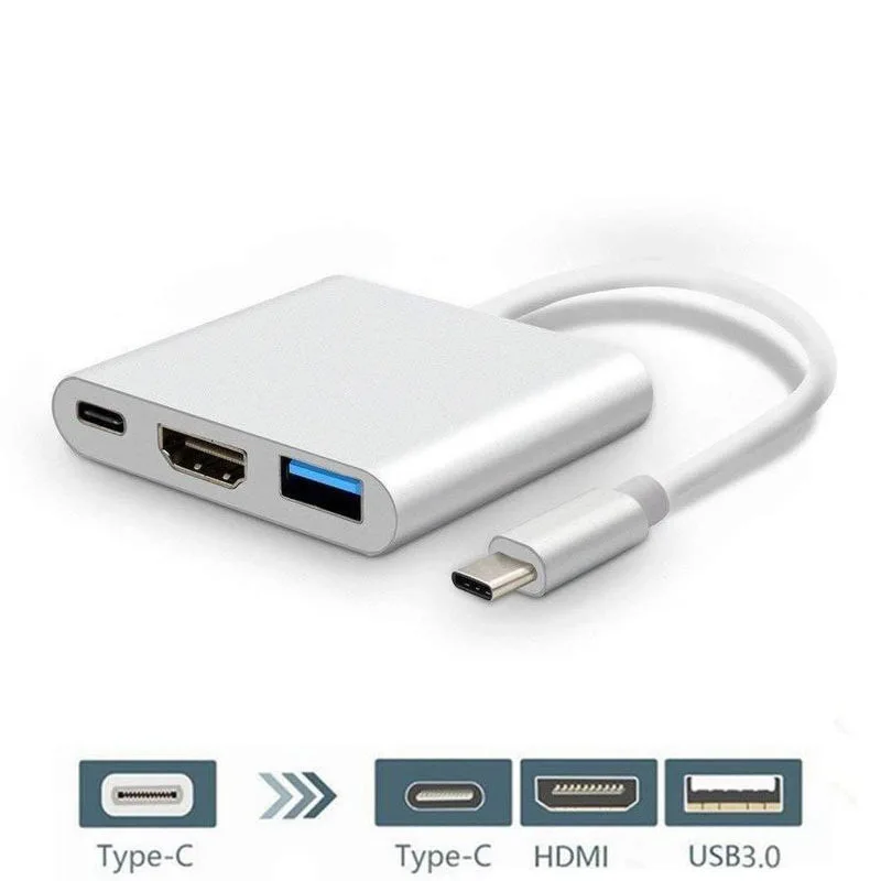 

Адаптер для зарядки, совместимый с USB 3,1 Type C на 4K HDMI, OTG Док-станция, конвертер, алюминиевый для ноутбука Huawei P50 P40