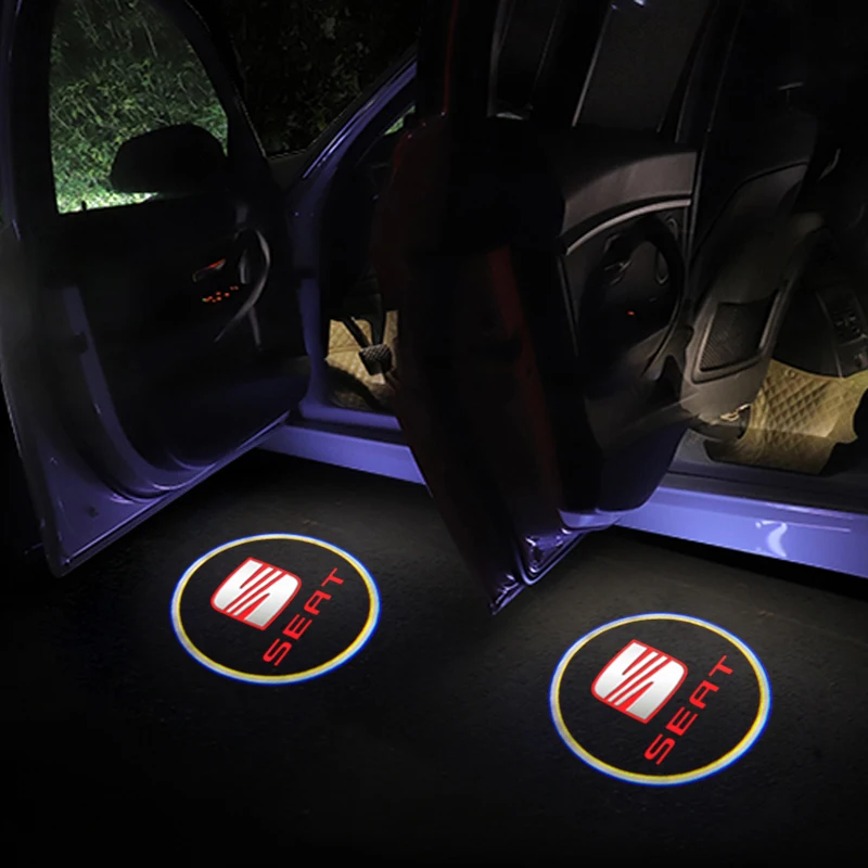 

2pcs Car Logo Door Welcome Light LED Badge Lamp for Seat Leon Ibiza Alhambra Niva Kalina Priora Granta Largus Auto Accessories
