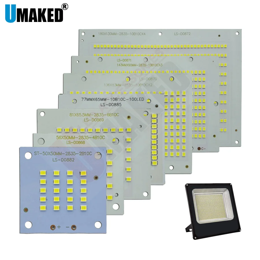 100% полная мощность светодиодная прожекторная печатная плата 10 Вт 20 30 50 70 100 200 SMD2835