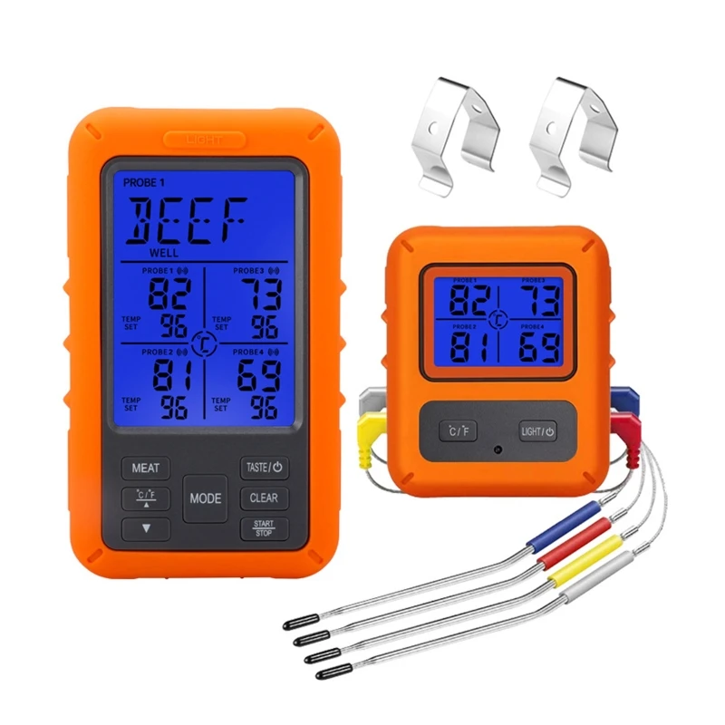 

Цифровой дисплей для барбекю, гриля, 4 датчика