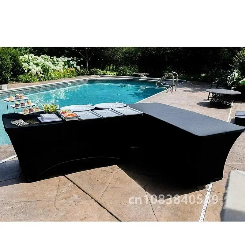 4/5/6/8FT High Stretch Tablecloth Wedding Party Beauty Massage Elastic Hotel Birthday Table Cover Rectangular Cloth