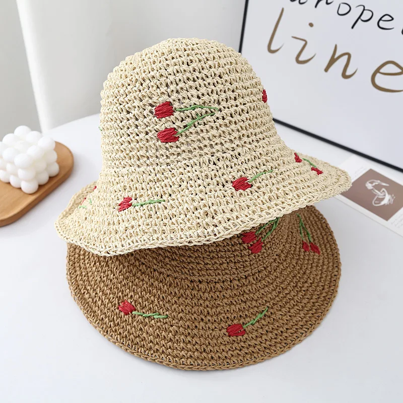 

Stylish Cherry Woven Bucket Hat for Beach Days and Summer Sun