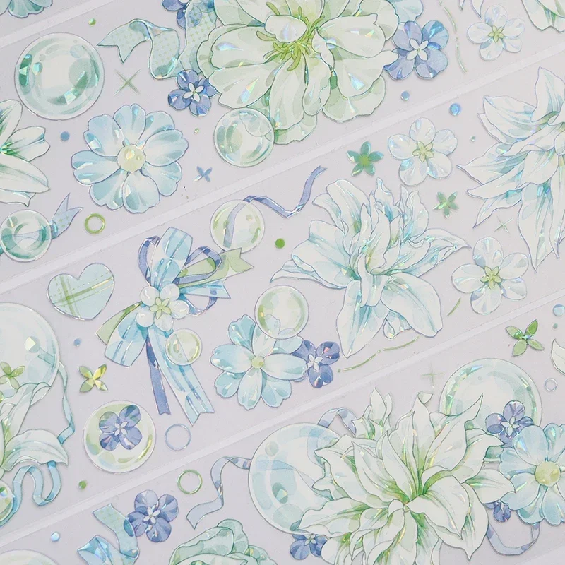 Яркая блестящая Маскировочная лента из рисовой бумаги с зелеными лилиями для