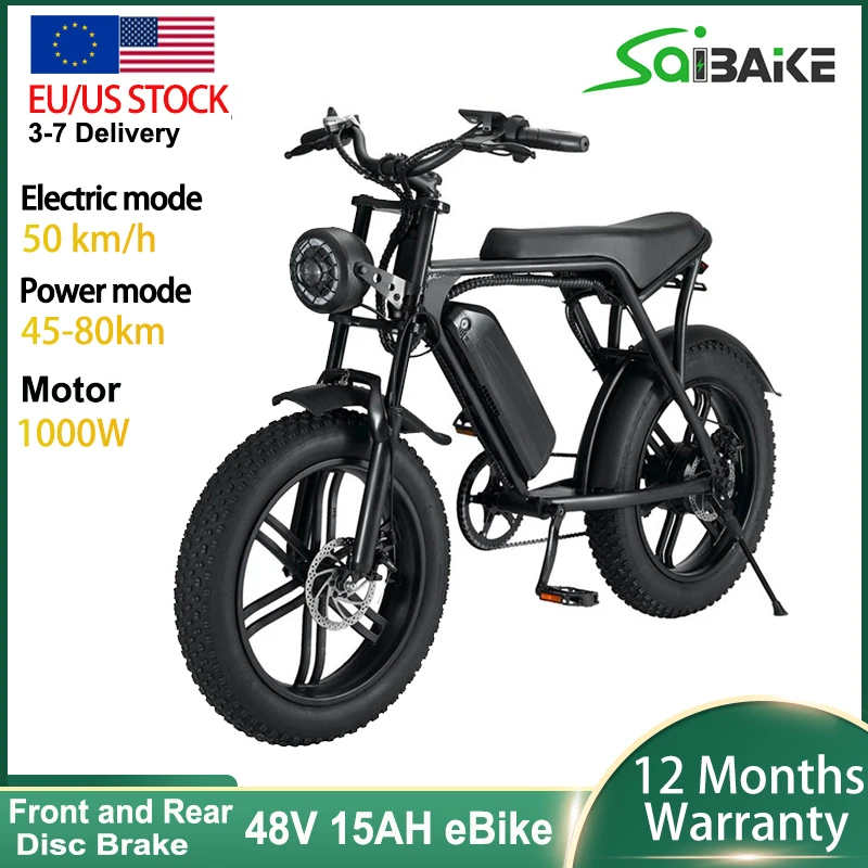 

20inch Fat Ebike OUXI V8 Ebike 48V 750W/1000W Super Power Dual Battery Electric Bicycle Snow Beach Adults Mens Dirt Bike