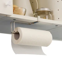 stainless steel cabinet paper roll holder multifunctional kitchen paper towel rack cling film shelf paper towel storage rack