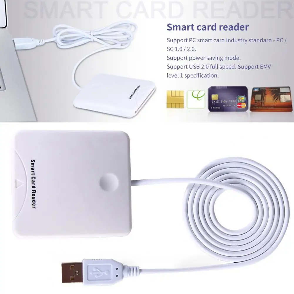 

Smart Card Reader Wide Compatibility Energy Saving ABS USB 2.0 Full Speed IC SIM Credit Card Reader for Bank Card