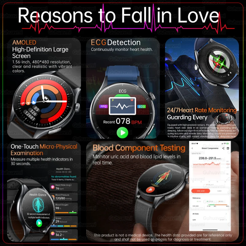 Фото Для HUAWEI NFC + ECG + PPG Health Смарт-часы BMI Часы с пульсометром и артериальным давлением 380 мАч BT Call IP68 Водонепроницаемый спортивный браслет №2