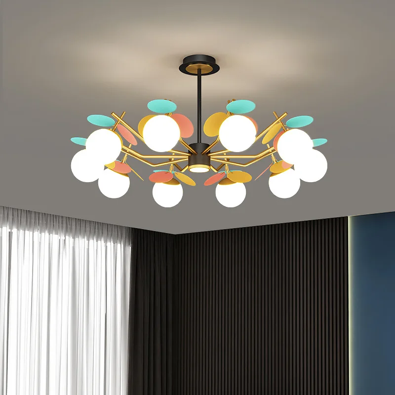 

Скандинавская современная стеклянная люстра для спальни, гостиной, черного и золотого цвета, потолочная лампа, осветительный прибор для помещений