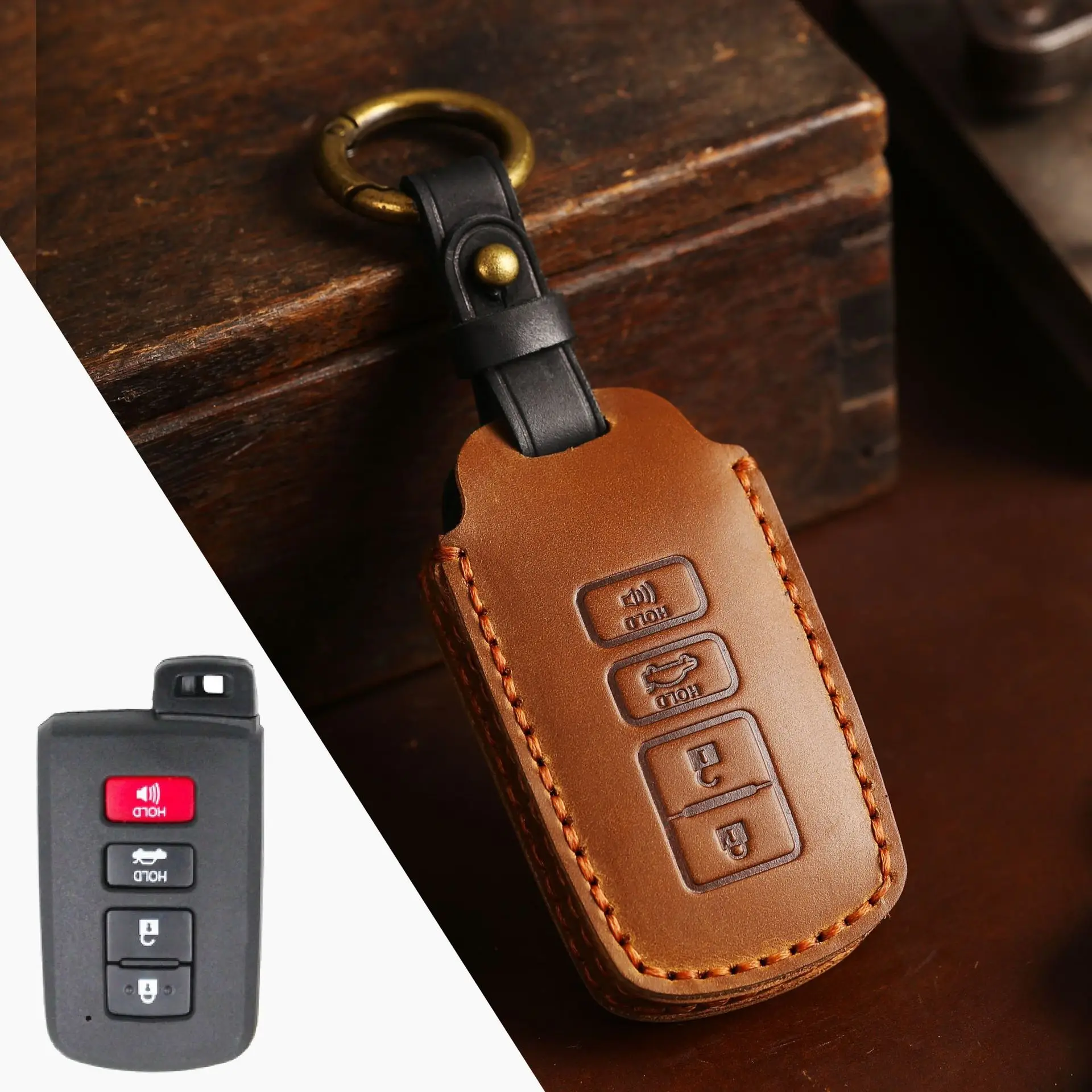 

suitable for Suitable for Toyota Key Cover Camry Asia Dragon Leather Retro Car Key Case