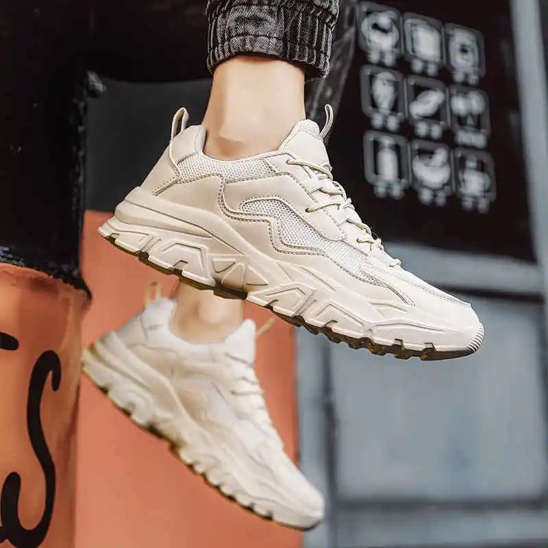 

Black Men Sport Shoes 2023 Thick Bottom Running Shoes Men Casual Leatherette Sports Man Sneakers Sneakers For Teenager Tennis