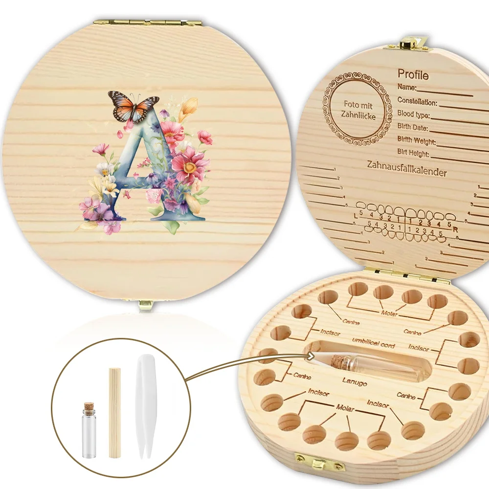 Коробка для зубов деревянная детский портативный органайзер хранения с надписью