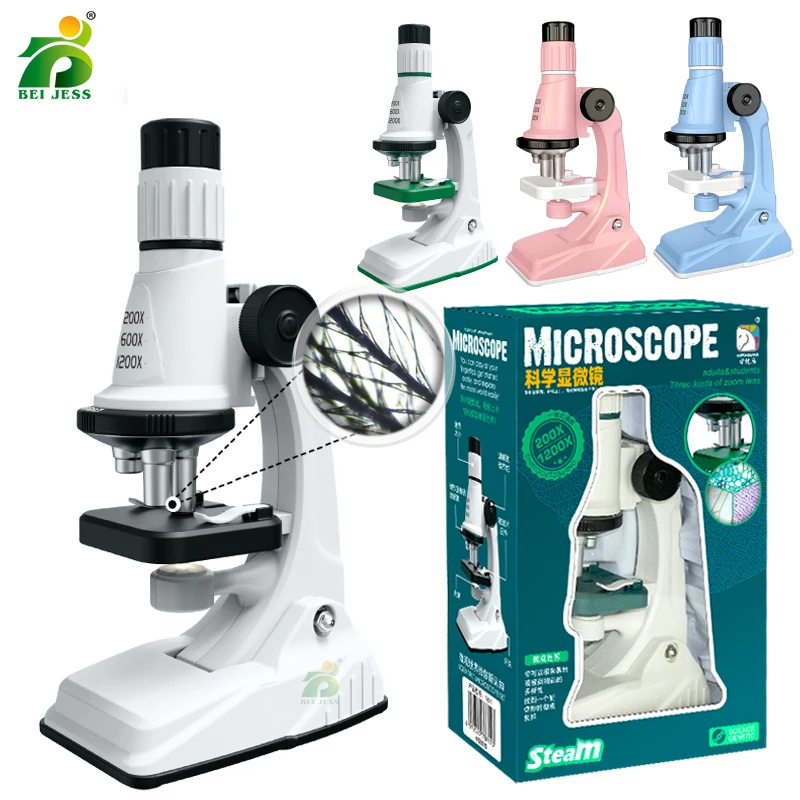 

Children Science Biological 200x 600x 1200x Pocket Microscope Set Lab With LED Refined Instruments Montessori Education Toy