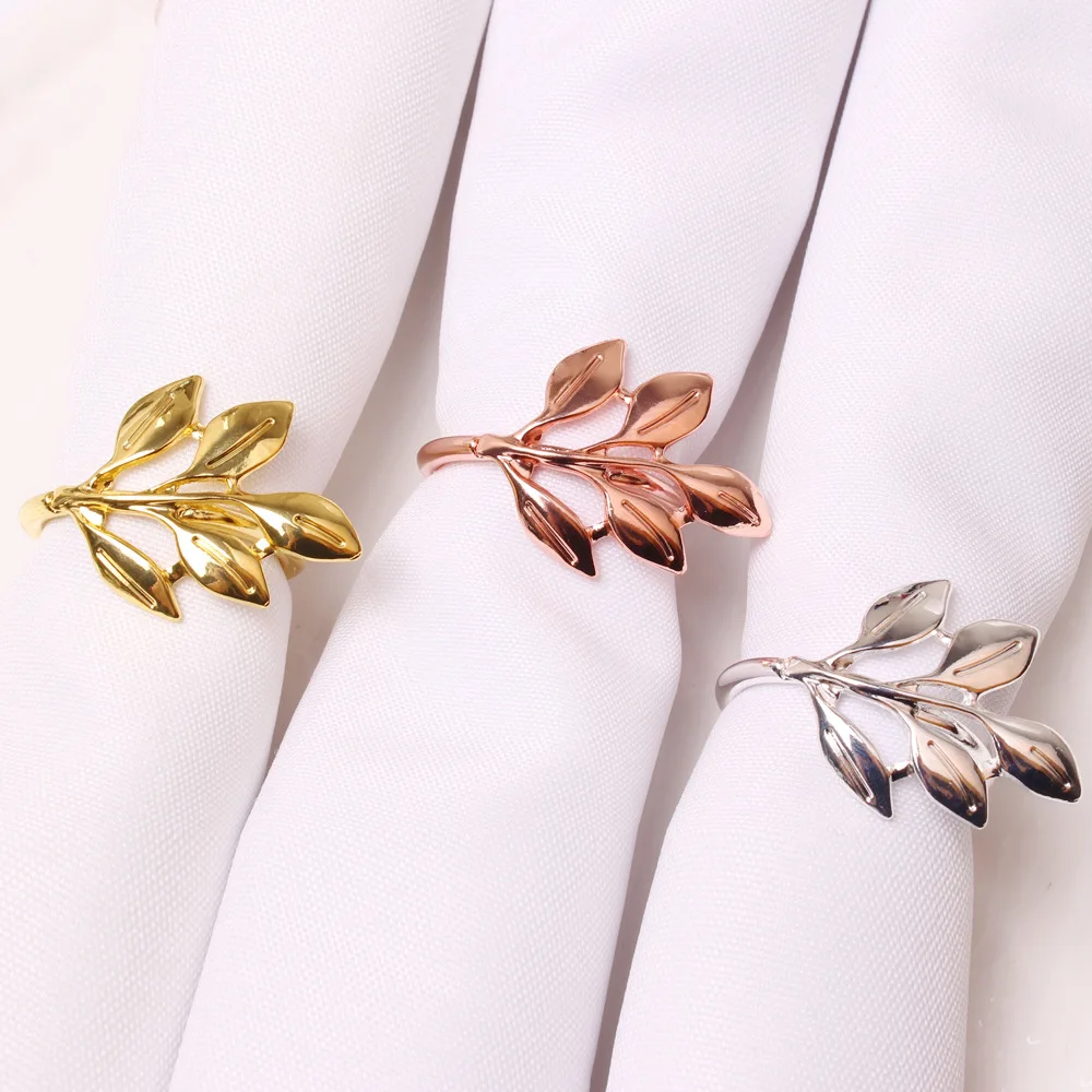 

Hotel Napkin Ring Napkin Holder Fall Leaves Napkin Buckle Christmas Wedding Party Gold Napkin Circle Dinner Table Decoration