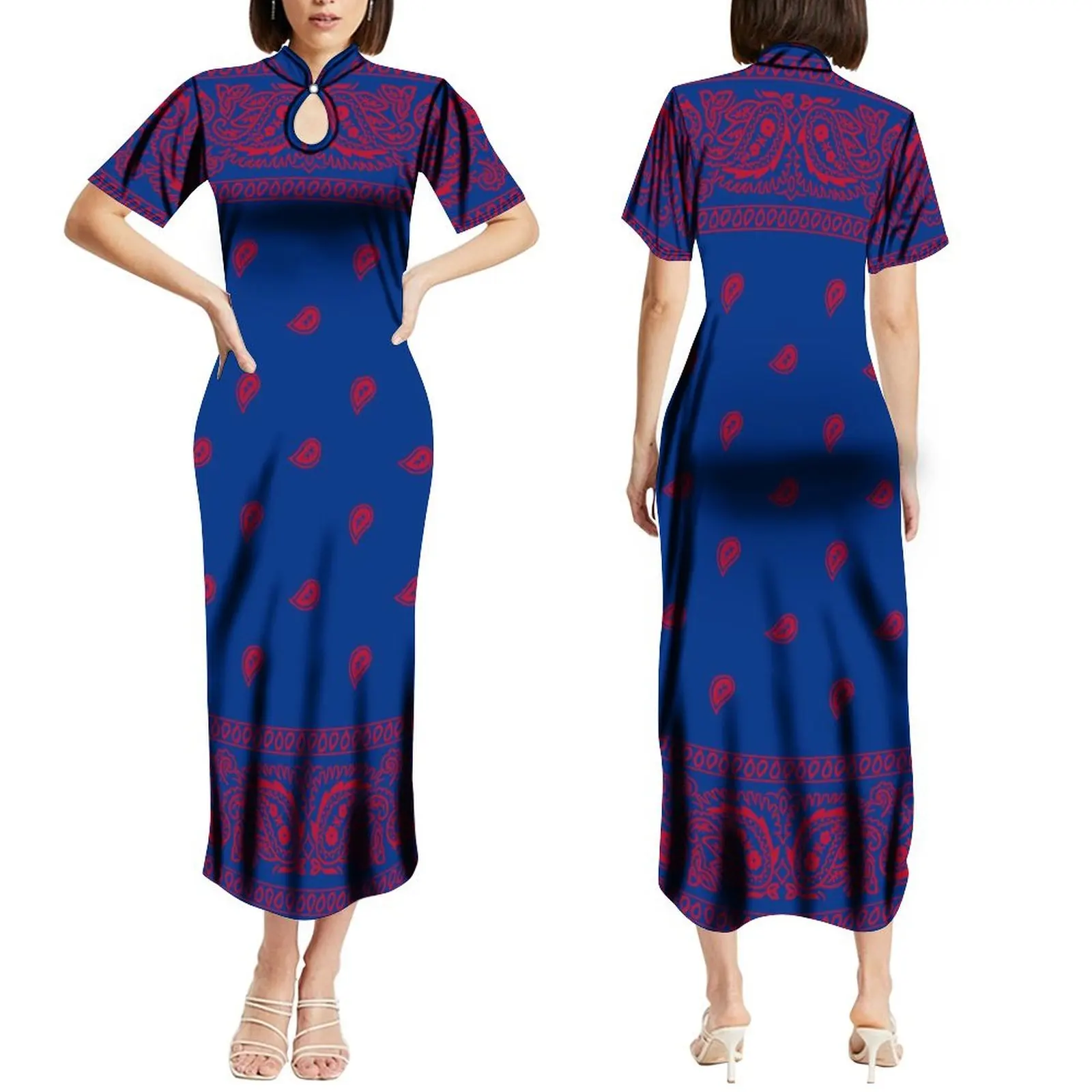 Женское облегающее платье с банданами и принтом женское национальное макси