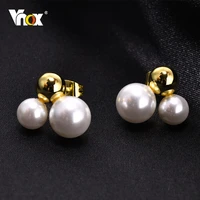 vnox simulated pearl earrings for women 6mm 8mm perfect round stud earrings elegant party wedding jewelry