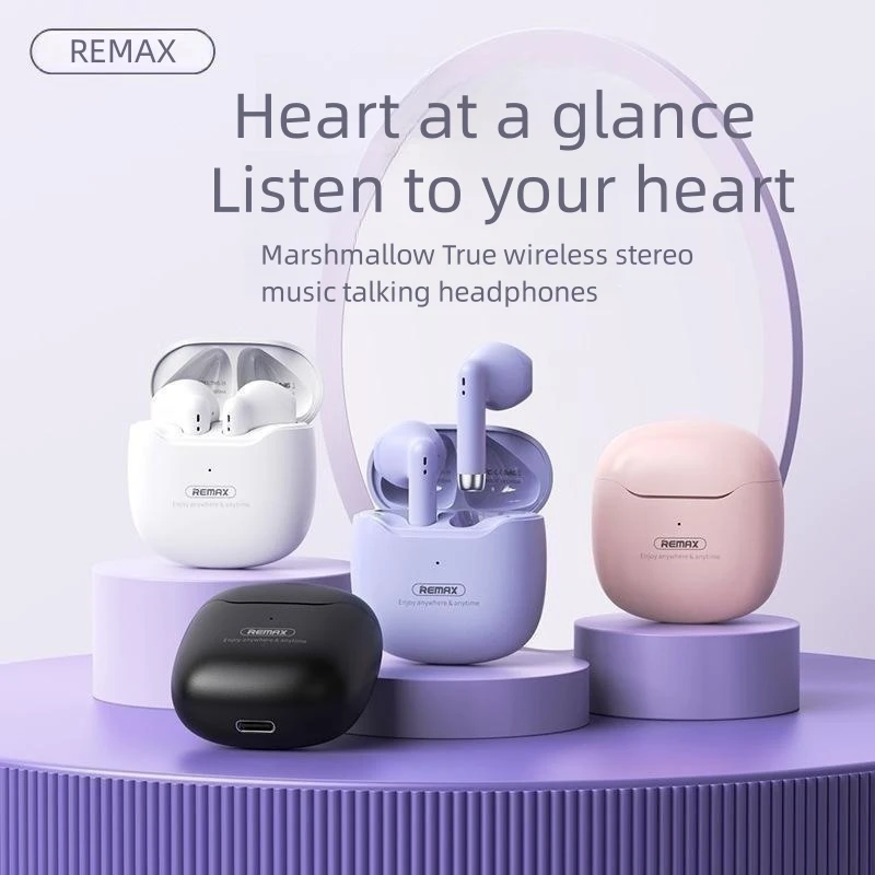

Remax TWS Bluetooth Earphones In-Ear Sports Gaming Fashion Wireless Headset with Microphone Student Earphone Holiday Gift