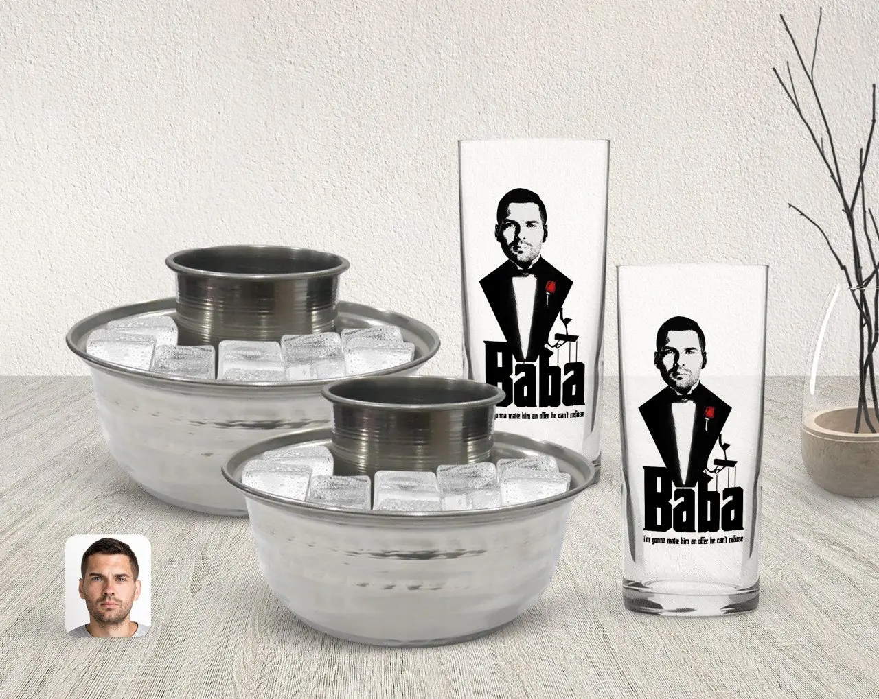 

При индивидуальном заказе Крестный отец, дизайн с двумя Arrack чашки и Агл-я заказать Seti-3