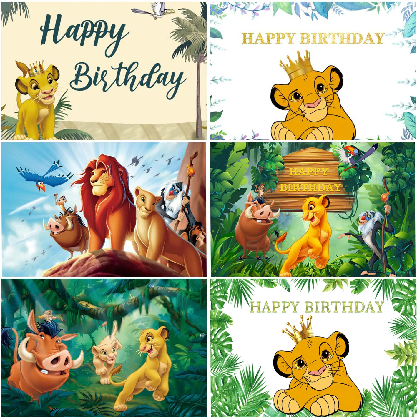 

Disney Lion King Simba Backdrops Baby Shower Animal Jungle Boy Happy Birthday Party Photograph Backgrounds Banner Decoration