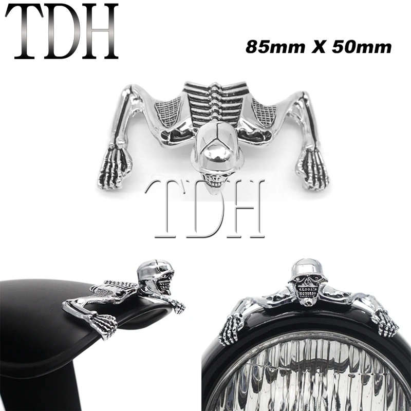 

Универсальный мотоцикл Скелет Череп Переднее крыло Рамка Орнамент Статуя для Harley Honda Chopper Bobber Крыло Украшение на заказ
