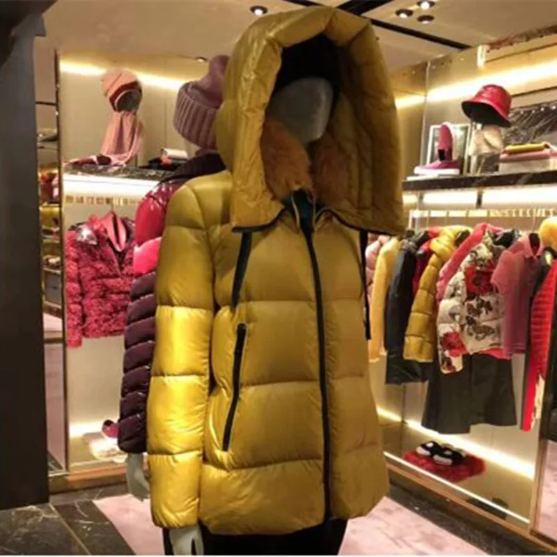 

Winter Woman Jacket Slightly Waterproof Down Jacket Slim Leisure Long Sleeves Warm 95% White Duck Down Coat Oversized Hood