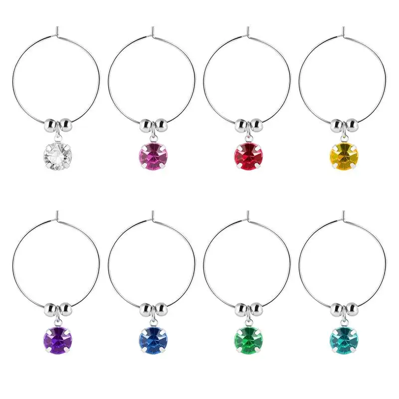 

8pcs Christmas Glass Ring Drinking Glass Markers Christmas Charms Glass Identifier Tags Wine Cup Markers for House Party