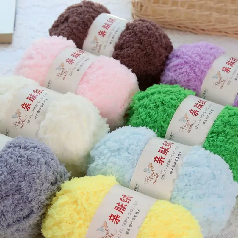 

50g/Set Chenille Yarn Soft Thin Coral Velvet Towel Yarn for Hand Knitting Crochet Bags Hats Dolls DIY Sweater Cloth