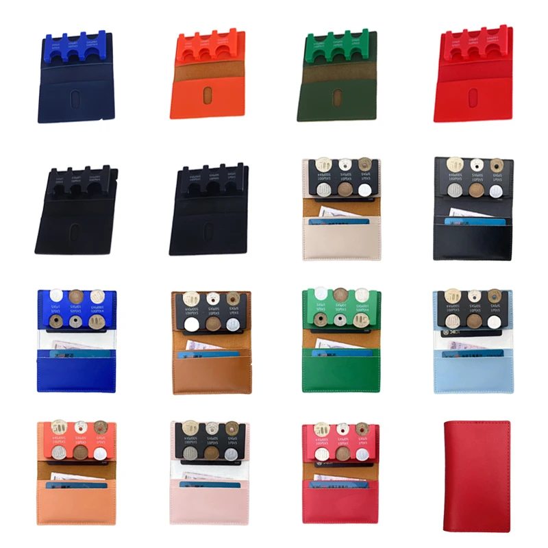 

Detachable 2-in-1 coin wallet Wallets Zipper Coin Bag in Back Soft Leather Card Slim Purse Coin clip