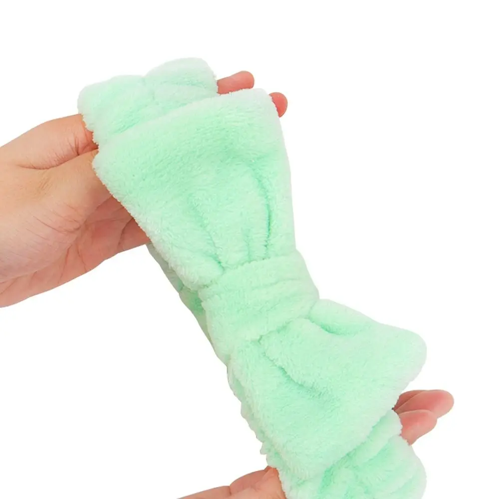 Красота коралловый флис повязка для волос мягкий бант пушистый макияжа узл