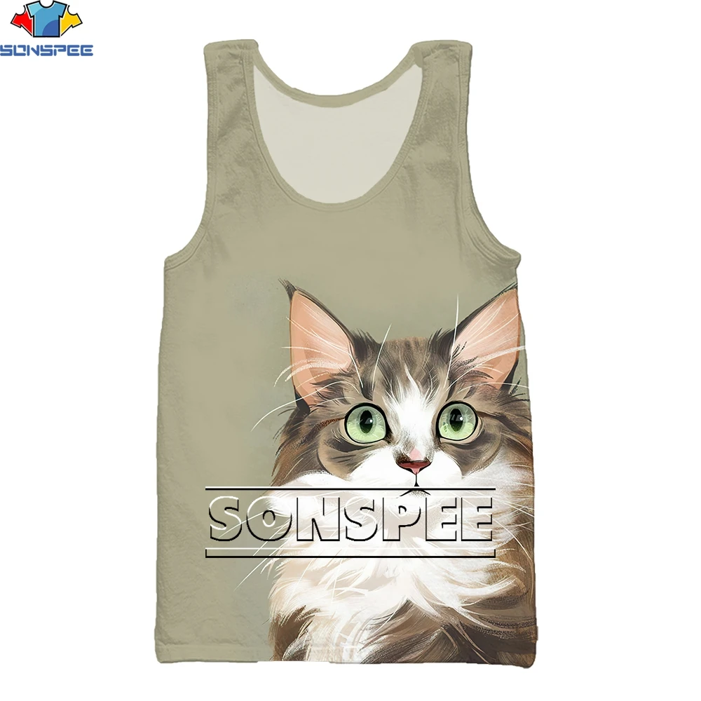 

SONSPEE Harajuku Vest Male Cat Cute Anime Graffiti Pattern Sleeveless Top Loose Horror Kawaii Vest Loli Pullover Sportswear
