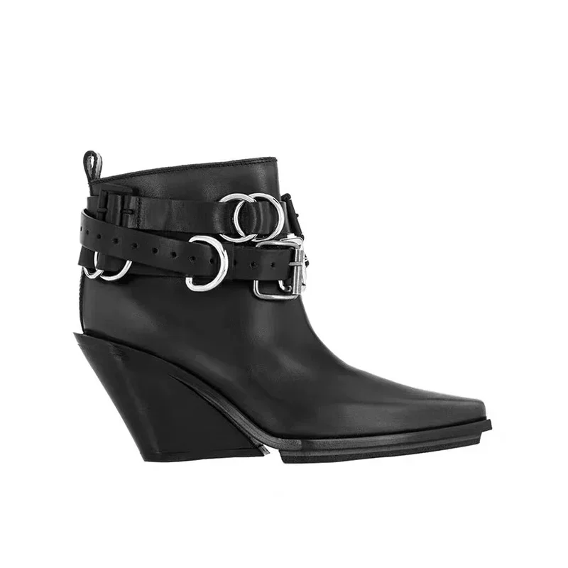 Женские ботильоны Дизайнерская кожаная обувь в готическом стиле Роскошные туфли