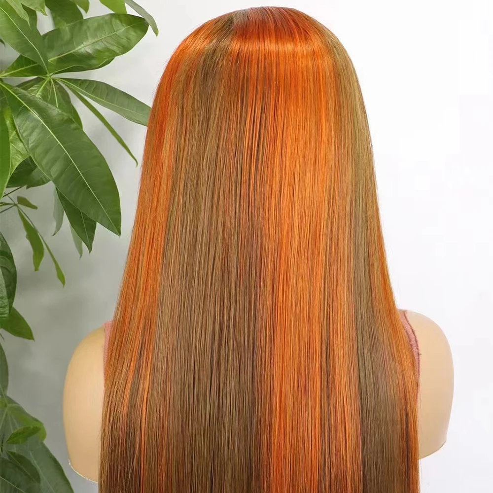 Bone Straight 13x4 Lace Front Wig Brown Colored Glueless Human Hair Ready To Wear Transparent Frontal Wigs for Women