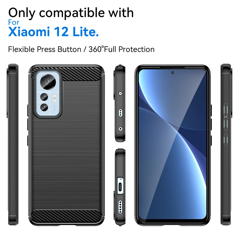 For Cover Mi 12 Lite Case For Xiaomi Mi 12 Lite Pro 12X Capas Shockproof Back Soft TPU Carbon Fiber Cover For Mi 12 Lite Fundas