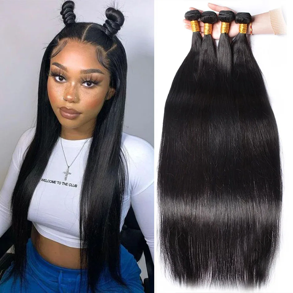 

Peruvian Hair Bundles Straight Human Hair Weave Bundles Remy Hair Extension Natural Black 1/3/4 Pcs 8-32 Inch Bundles Human Hair