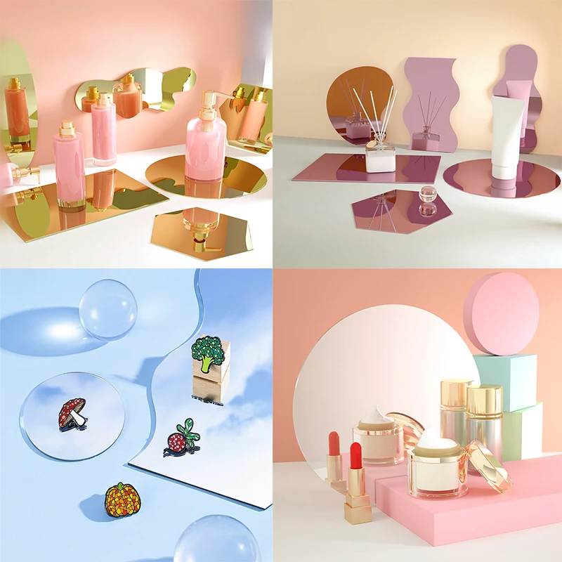 

9 Shapes 3 Colors Multi-Function Photography Acrylic Reflection Board Mirror Photo Props Beauty Food Jewelry Shooting Props
