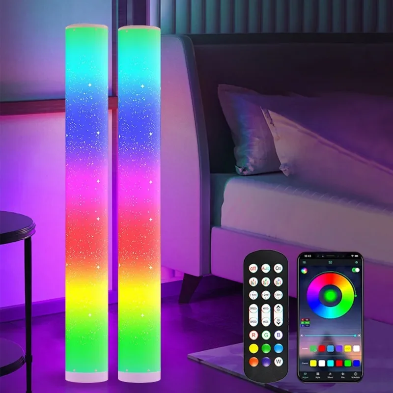Угловой торшер RGBIC для гостиной 2 шт. синхронизированная смена цвета смарт-музыки