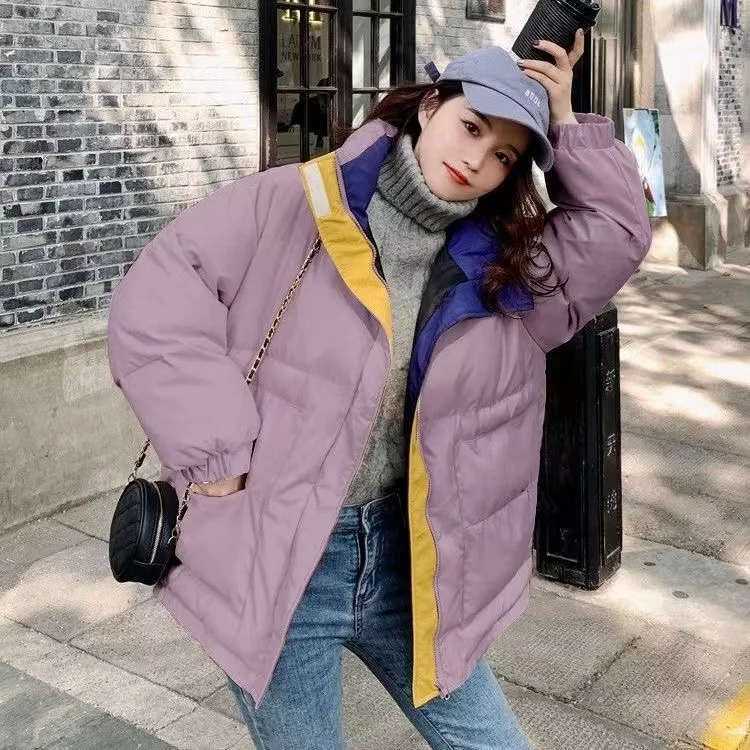2022 Korean Style Winter Short Down Coat Loose Casual Bread Clothes Warm Windproof Solid Color Harajuku Style Jacket for Female