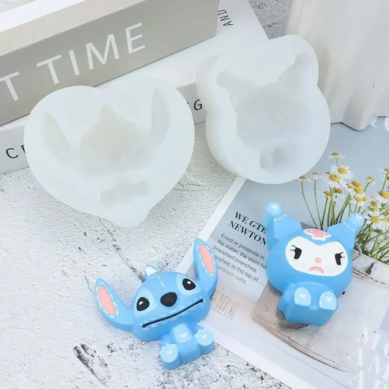 

Форма Kawaii Hello Kitty Kuromi, мультяшная фигурка Sanrioed, кубик льда, гипсовая смола, Свеча ручной работы, силиконовые формы для пудинга
