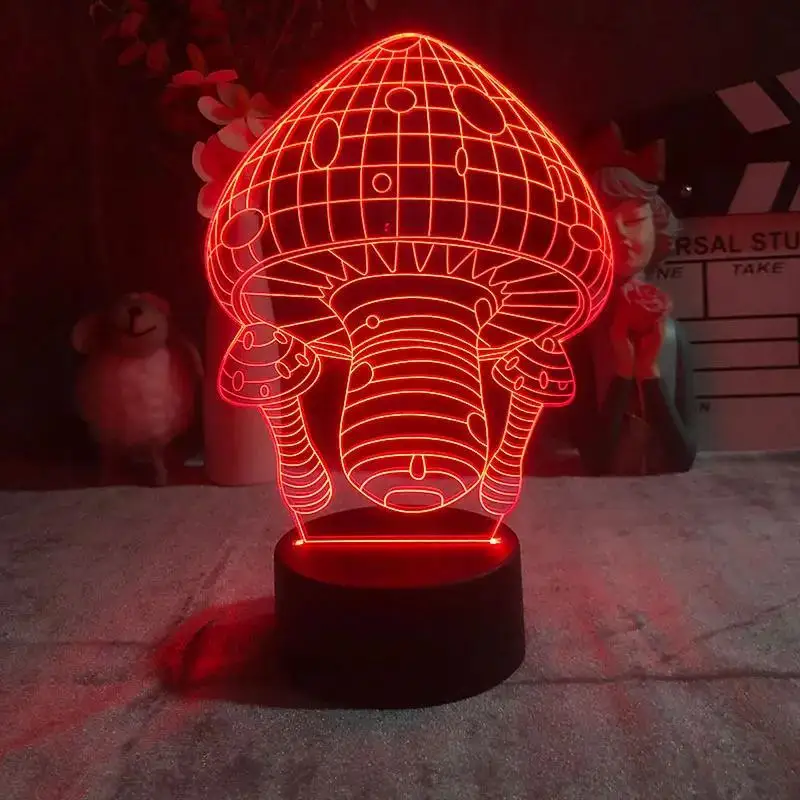 Ночник с 3D грибами 7 цветов иллюзия ночная лампа Рождество комнатное настольное