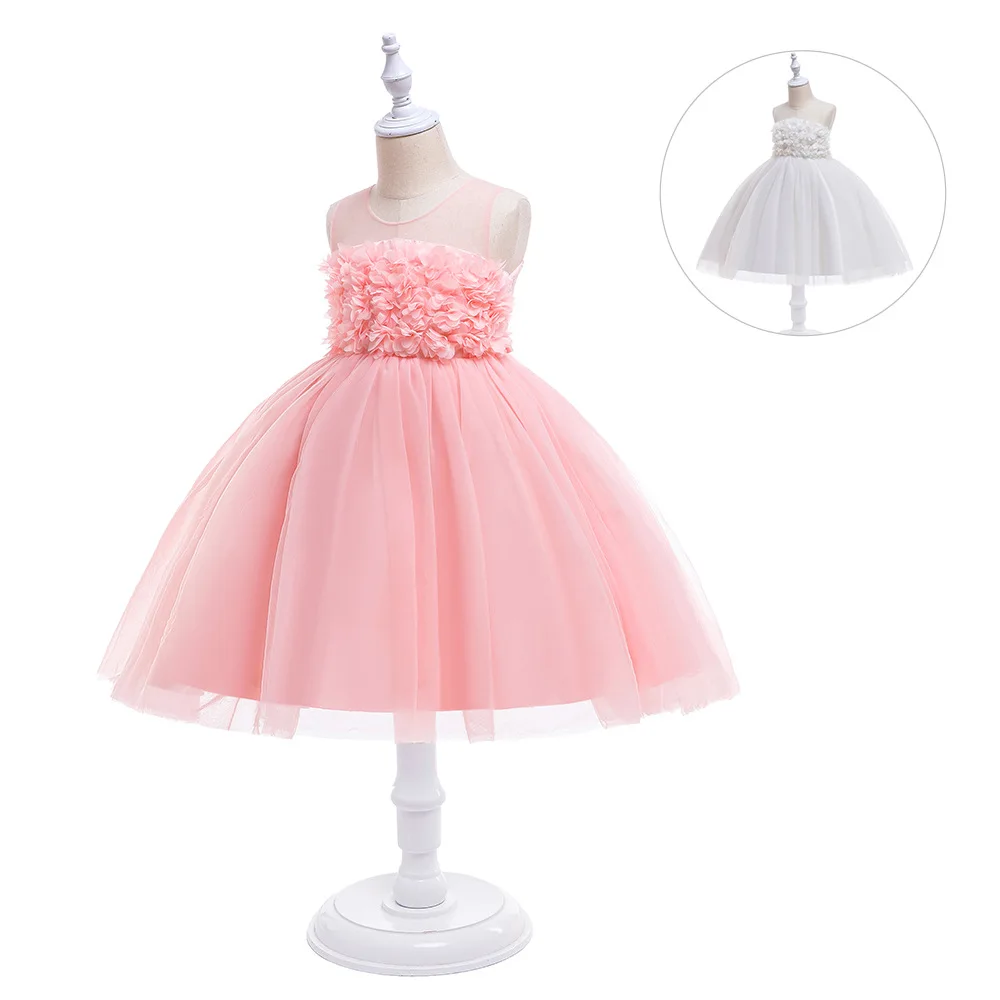 

ELBCOS От 4 до 16 лет детская принцесса для девочек Букет цветов однотонный без рукавов прямая юбка костюм вечернее длинное платье