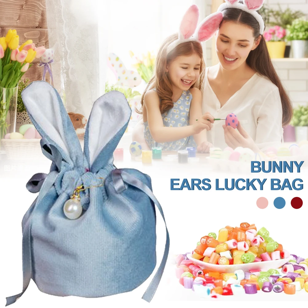 

Cute Bunny Ears Candy Bags Flannelette Easter Delicate Rabbit Chocolate Gift Packing Bags Wedding Birthday Party Decoration 2022