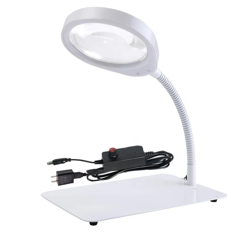 LED Magnifying Lamp 3X 5X 8X 10X20X Dimmable Magnifying Glass with Light and Stand for Reading,Hobbies,Crafts,Repair Magnifier