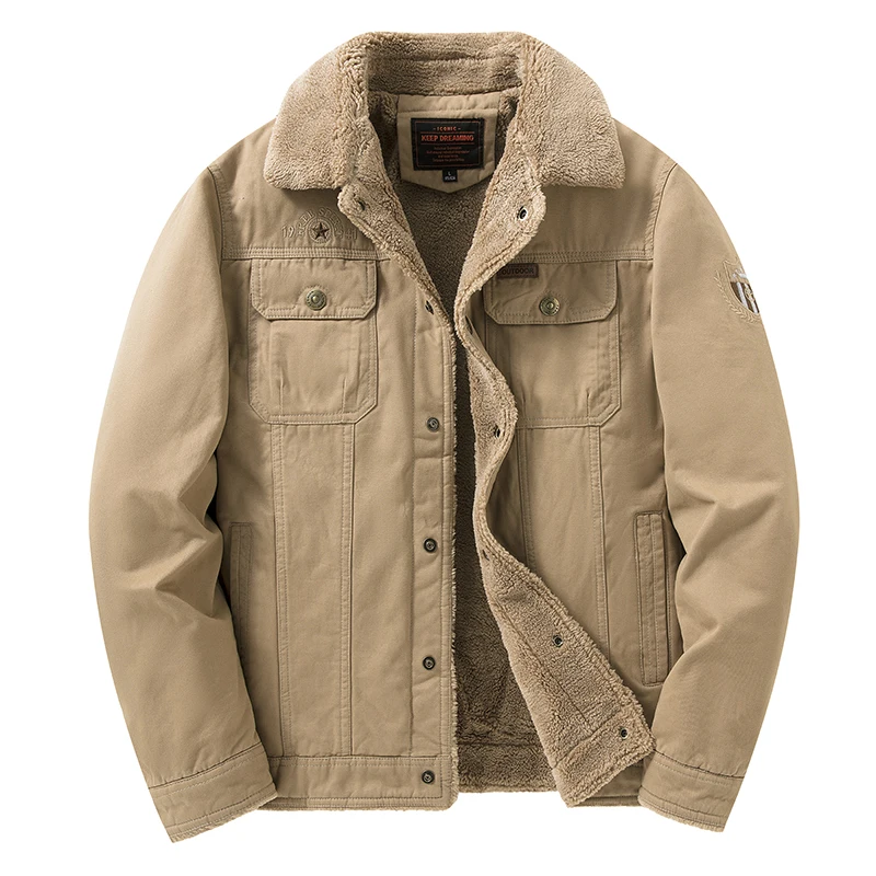 Мужские осенне-зимние куртки плюшевое утепленное пальто мужская хлопковая