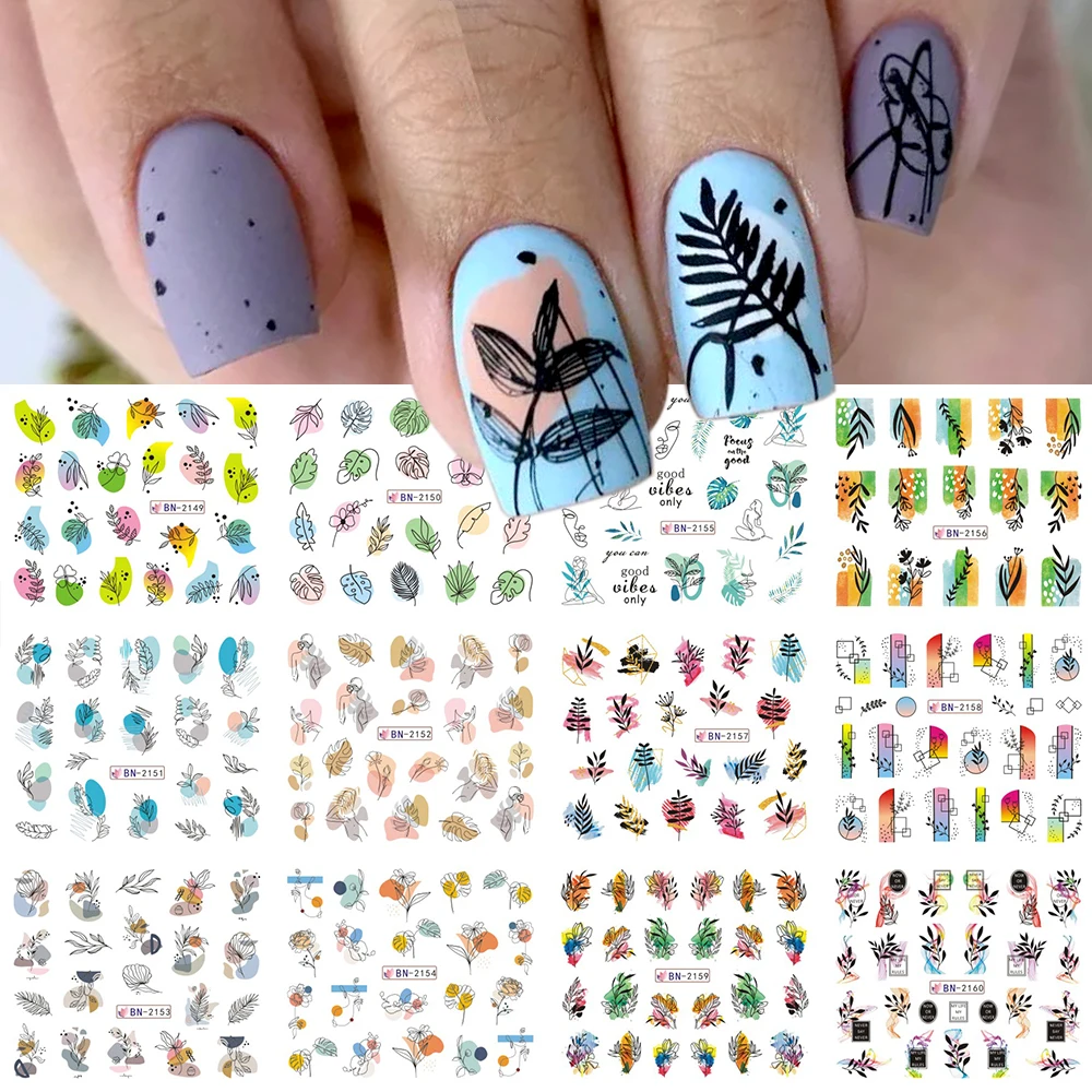 Летние наклейки для ногтей неоновая Цветущая волна абстрактное - Цена: 76.18