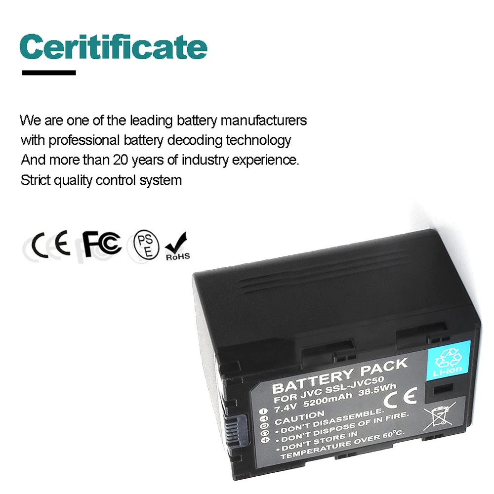 Аккумулятор SSL-JVC50 7 4 В 5200 мАч для JVC Jvc50 GY-HMQ10 GY-LS300 GY-HM200U GY-HM600EC GY-HM650