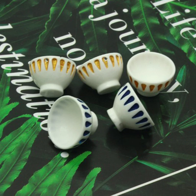 

4pcs Miniature Bowl Dish Round 1/12 Scale Doll House Kitchen Dinning Accessory