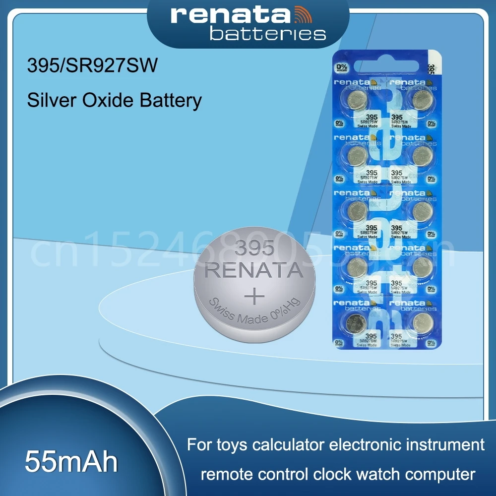 100% Оригинальный Renata 395 SR927SW 1,55 в аккумулятор из оксида серебра для часов AG7 LR927 LR57 399 SP395 LR927W, Кнопочная батарейка, сделано в Swiss